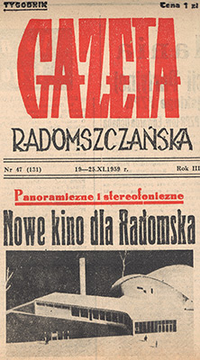 O MDK Radomsko nim powstało kino - artykuł z Gazety Radomszczańskiej nr 47 z listopada 1959 roku.