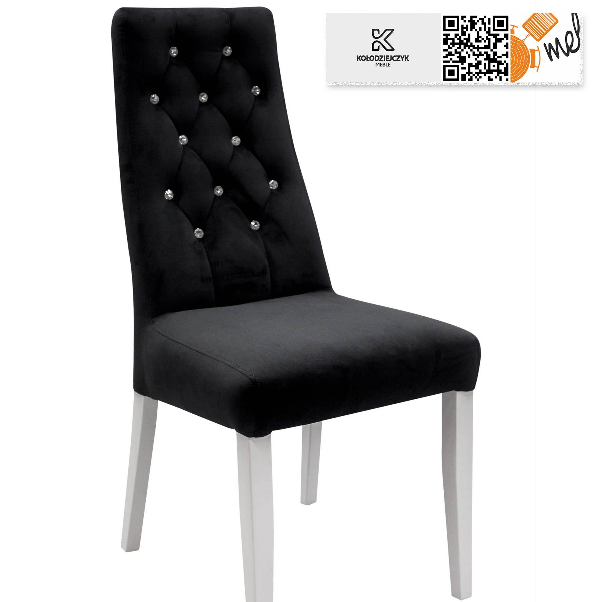 Krzesło K111 welurowe czarne pikowane