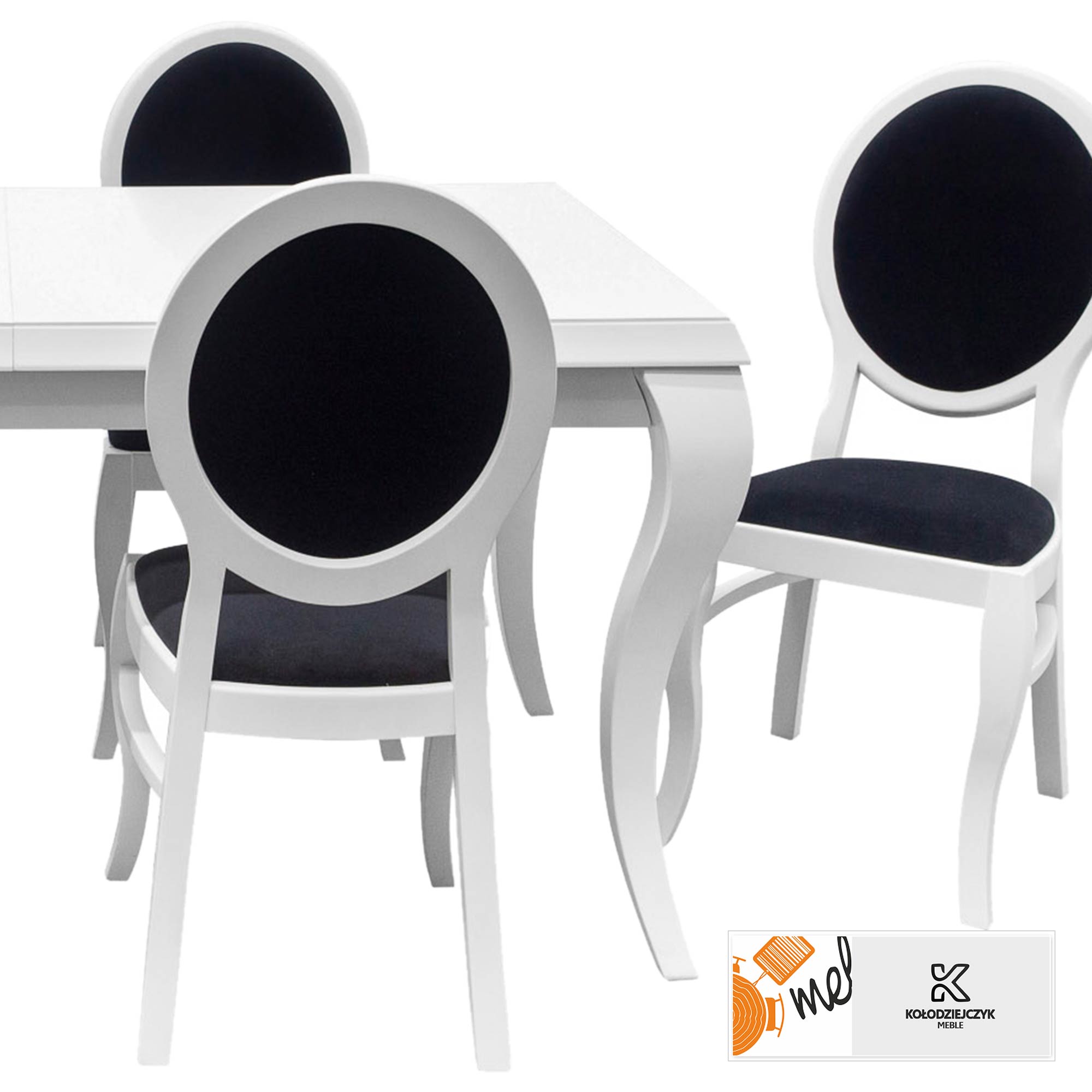 Zestaw Z29 - biały stół z krzesłami w stylu glamour
